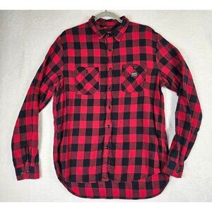 Denim & Supply Ralph Lauren Red & Black Plaid Flannel Button-Up Shirt Size L